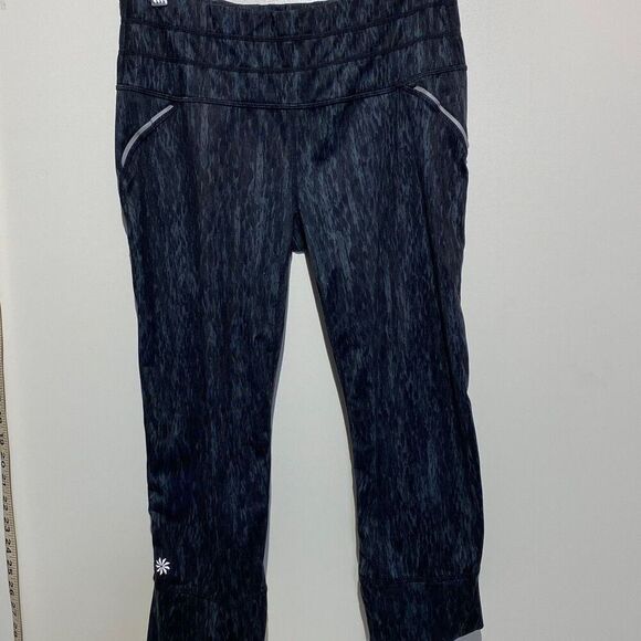 Athleta Women's Athletic High Rise Mélange Pattern Work Out Leggings In Black Si - Picture 1 of 11